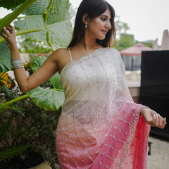 The Luminous Beaded Satin Saree