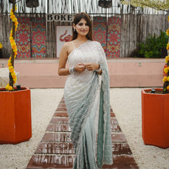 The Luminous Beaded Satin Saree