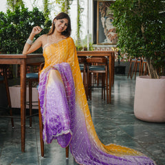 The Luminous Beaded Satin Saree