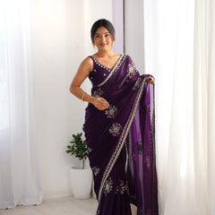 Space Silk with Original Beads Work Saree