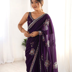 Space Silk with Original Beads Work Saree