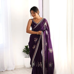 Space Silk with Original Beads Work Saree