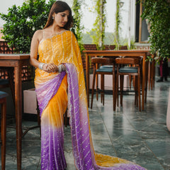 The Luminous Beaded Satin Saree