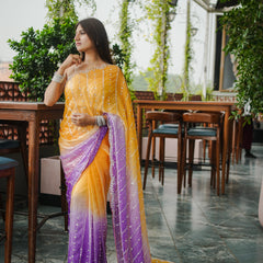 The Luminous Beaded Satin Saree
