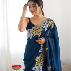 Vichitra Silk Saree with Fine Hand Embroidery