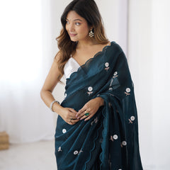 Liquid Fendy Satin with Dazzling Sequin Work Saree