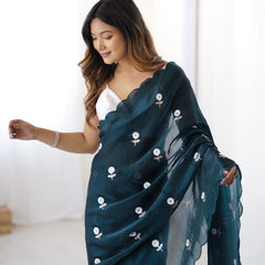 Liquid Fendy Satin with Dazzling Sequin Work Saree