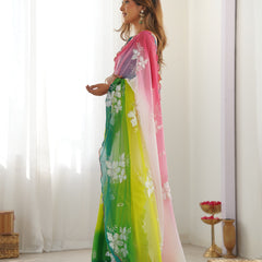 Pure Georgette & Sequins Embroidery Work Saree