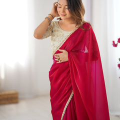 Fendy Satin Saree with Sequin Lace Border