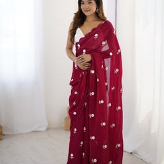 Liquid Fendy Satin with Dazzling Sequin Work Saree