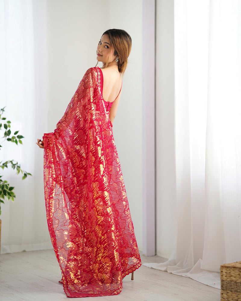 Butterfly Glow Saree Soft Net & 3mm Sequin Sparkle