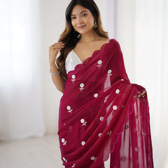 Liquid Fendy Satin with Dazzling Sequin Work Saree