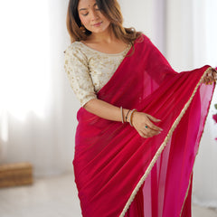 Fendy Satin Saree with Sequin Lace Border