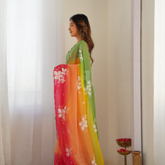 Pure Georgette & Sequins Embroidery Work Saree