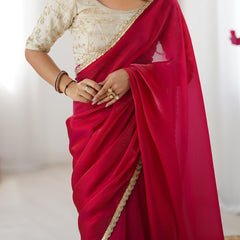 Fendy Satin Saree with Sequin Lace Border