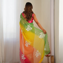 Pure Georgette & Sequins Embroidery Work Saree