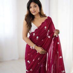 Liquid Fendy Satin with Dazzling Sequin Work Saree
