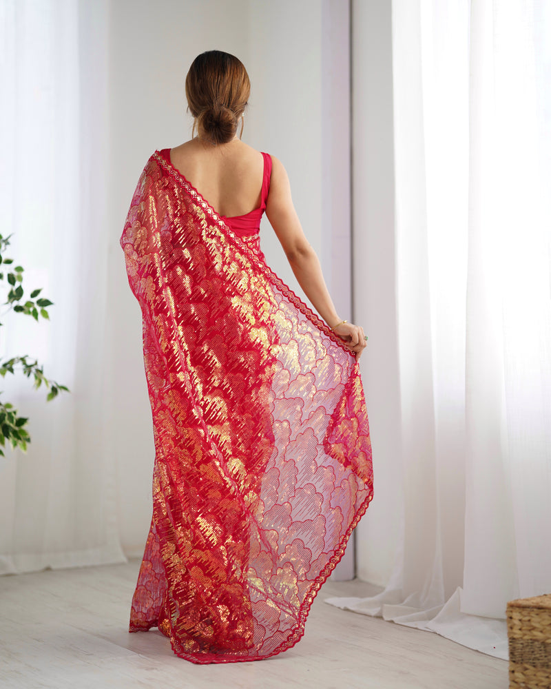 Butterfly Glow Saree Soft Net & 3mm Sequin Sparkle