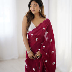 Liquid Fendy Satin with Dazzling Sequin Work Saree