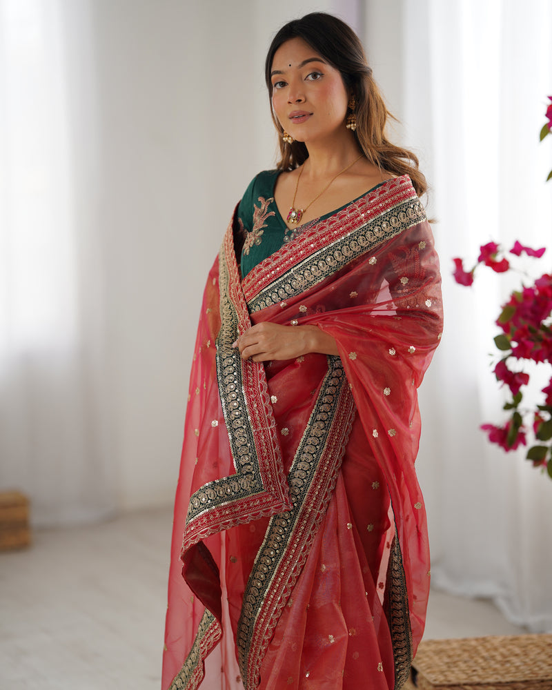 Organza Embroidered Saree