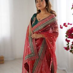 Organza Embroidered Saree