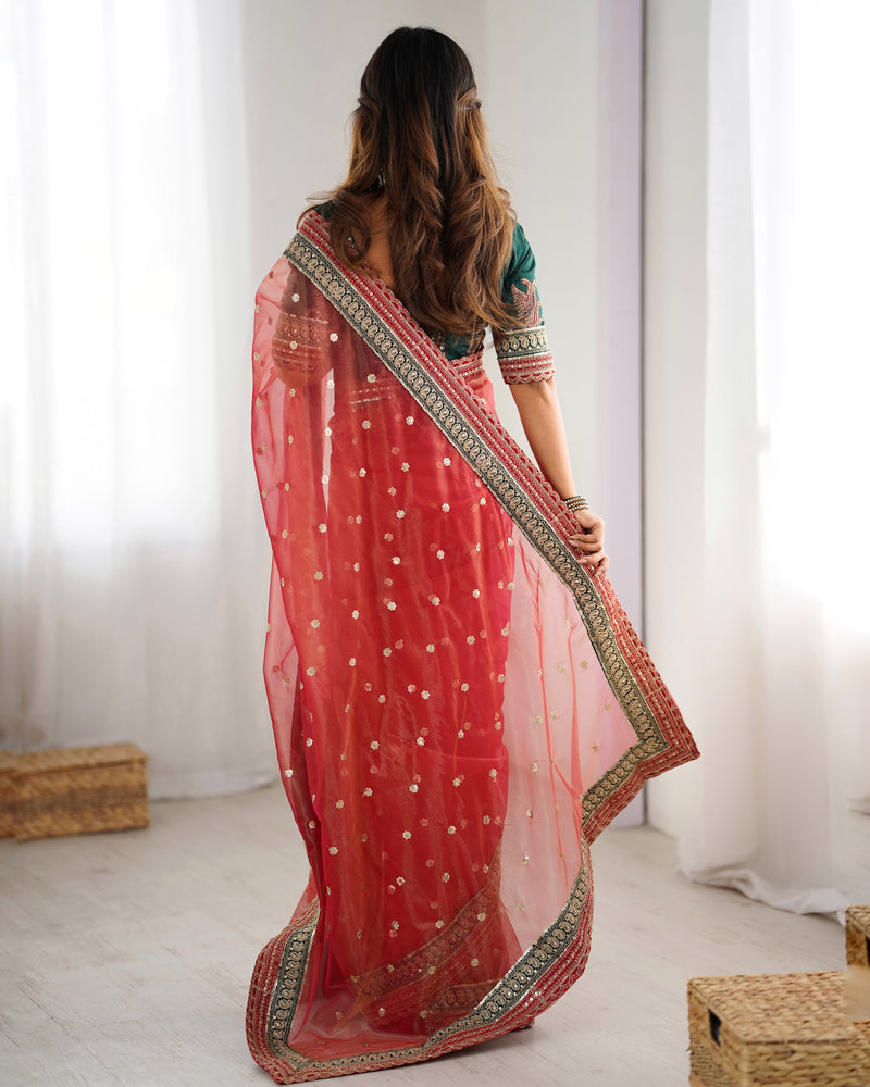 Organza Embroidered Saree