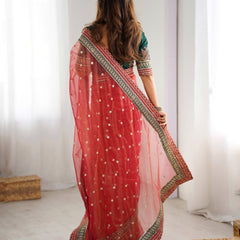 Organza Embroidered Saree