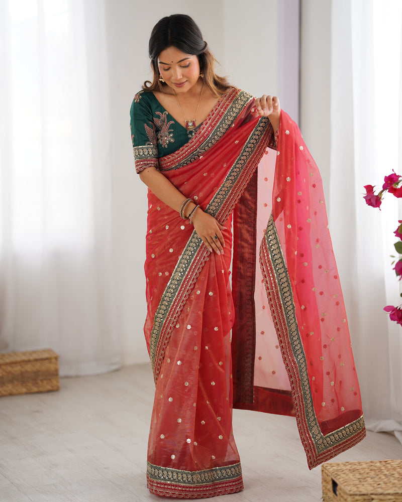 Organza Embroidered Saree