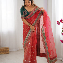 Organza Embroidered Saree