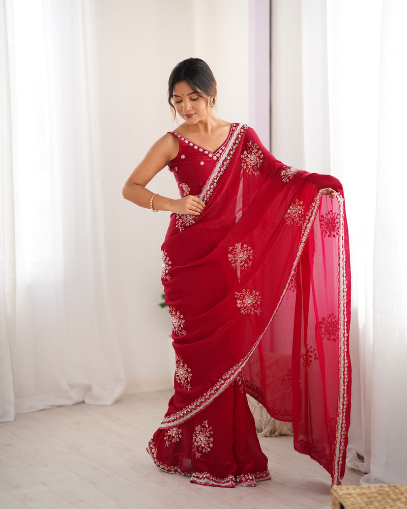 Space Silk with Original Beads Work Saree