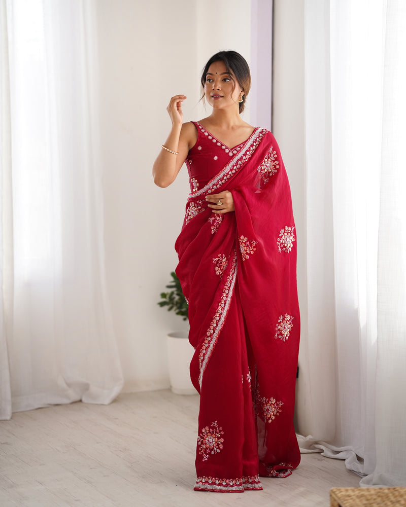 Space Silk with Original Beads Work Saree