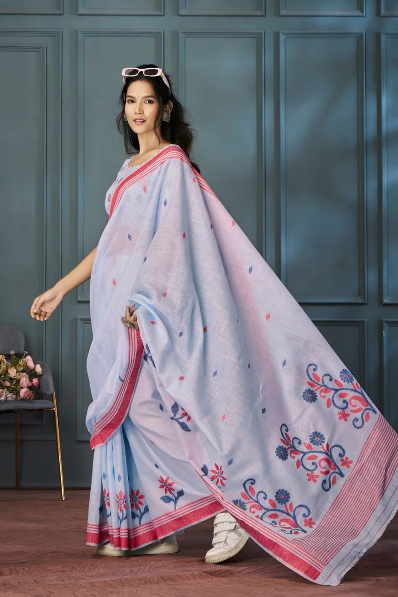 Breathable Handloom Linen Sarees