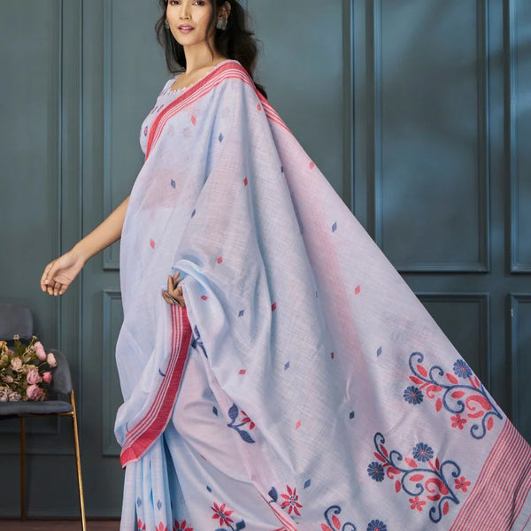 Breathable Handloom Linen Sarees