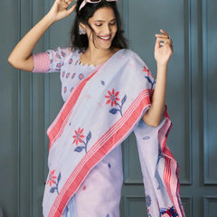 Breathable Handloom Linen Sarees