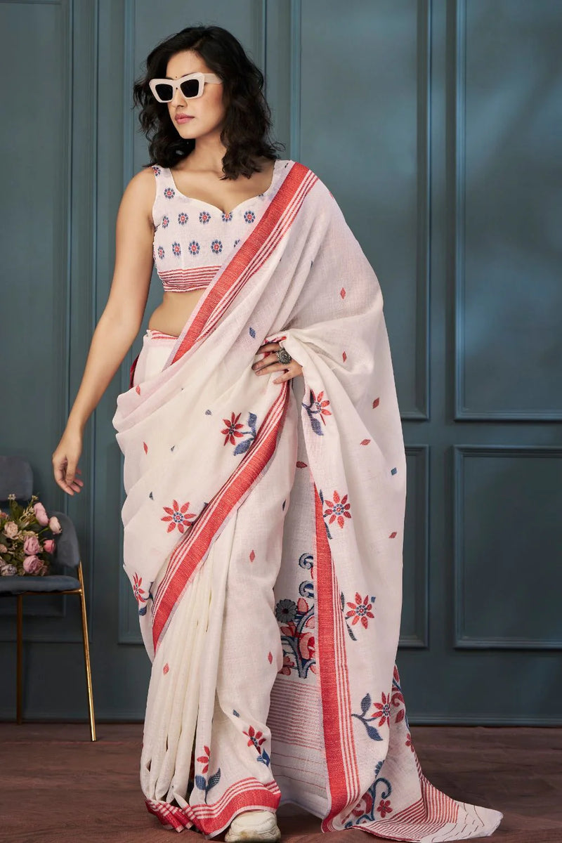 Breathable Handloom Linen Sarees