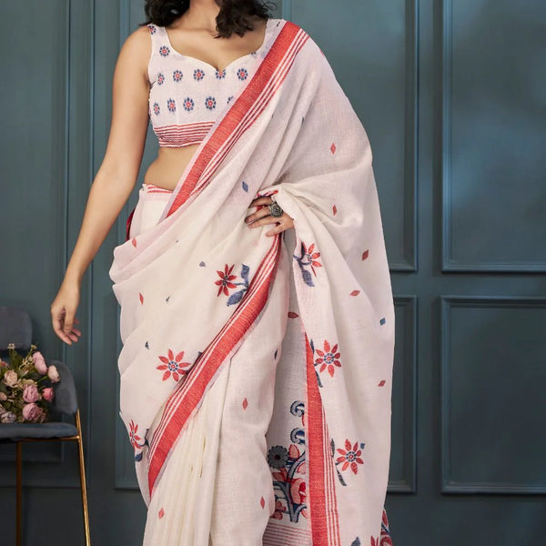Breathable Handloom Linen Sarees