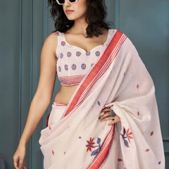 Breathable Handloom Linen Sarees