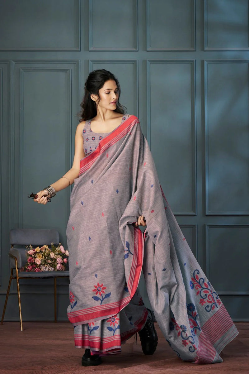 Breathable Handloom Linen Sarees