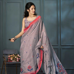 Breathable Handloom Linen Sarees