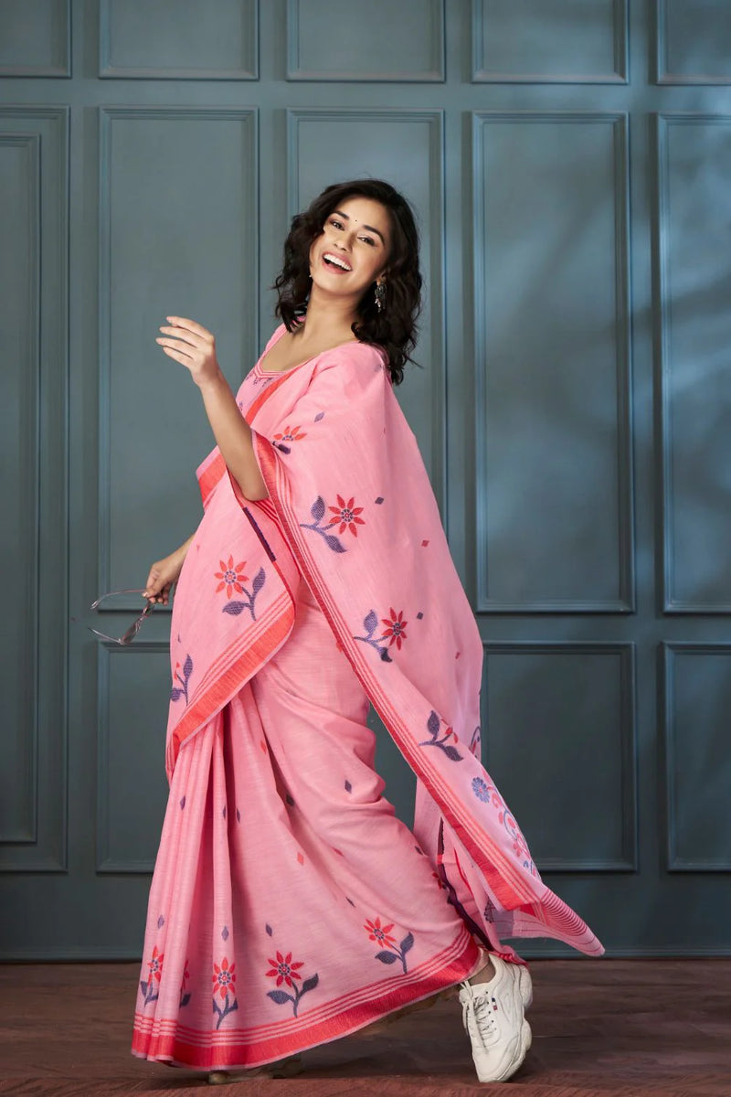 Breathable Handloom Linen Sarees