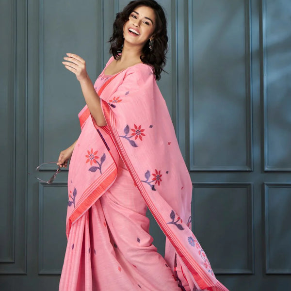 Breathable Handloom Linen Sarees