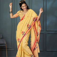 Breathable Handloom Linen Sarees