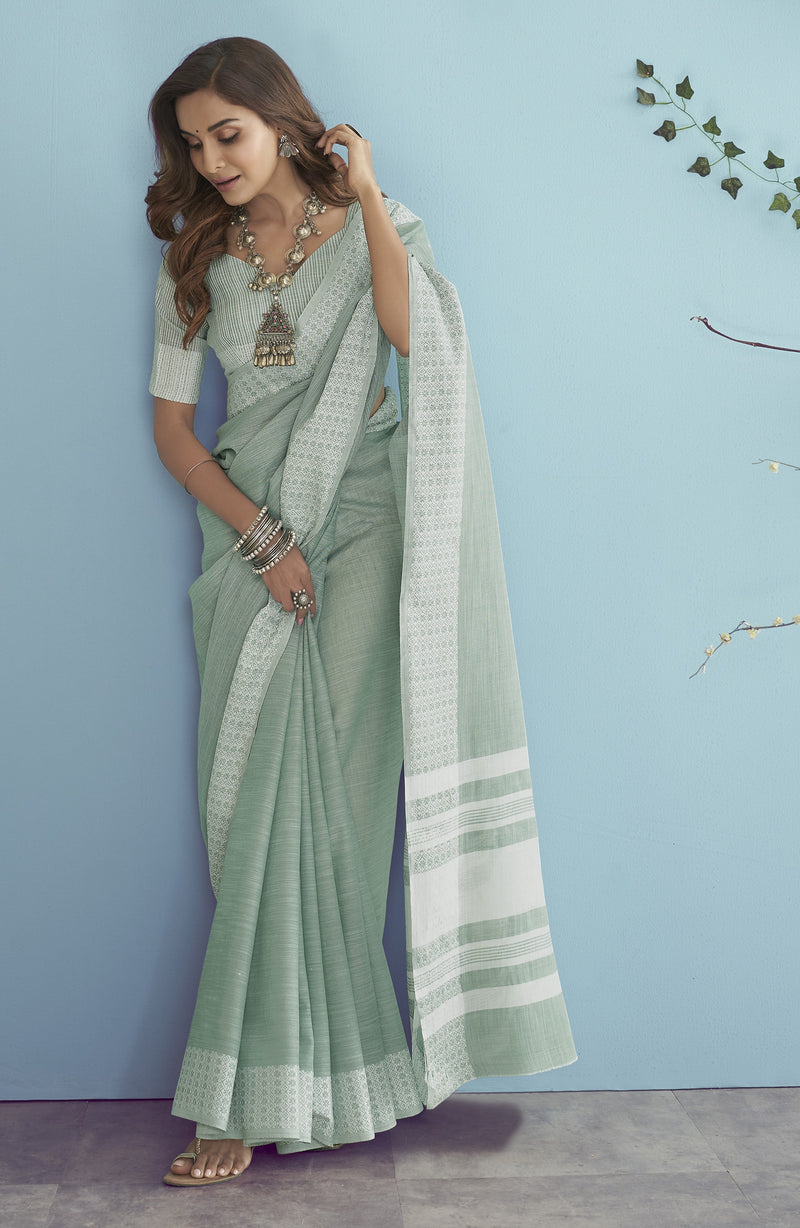 The Ethereal Chikankari Linen Silk Saree
