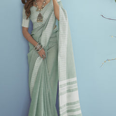 The Ethereal Chikankari Linen Silk Saree