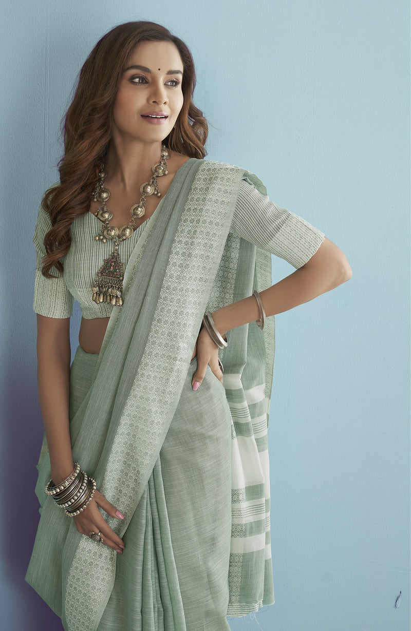 The Ethereal Chikankari Linen Silk Saree