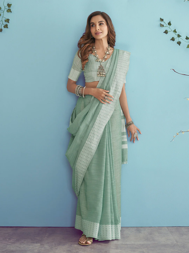 The Ethereal Chikankari Linen Silk Saree