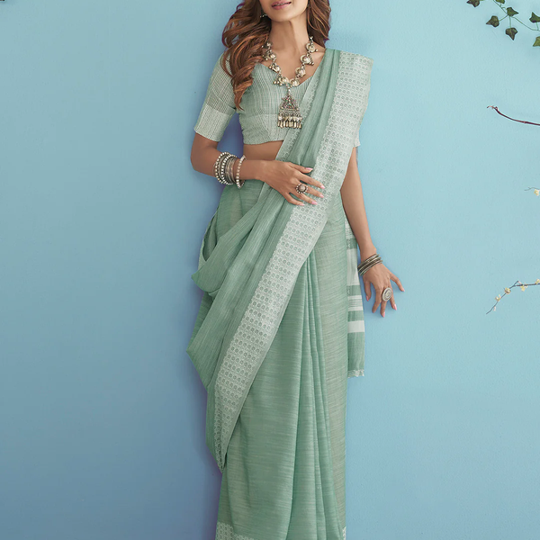 The Ethereal Chikankari Linen Silk Saree