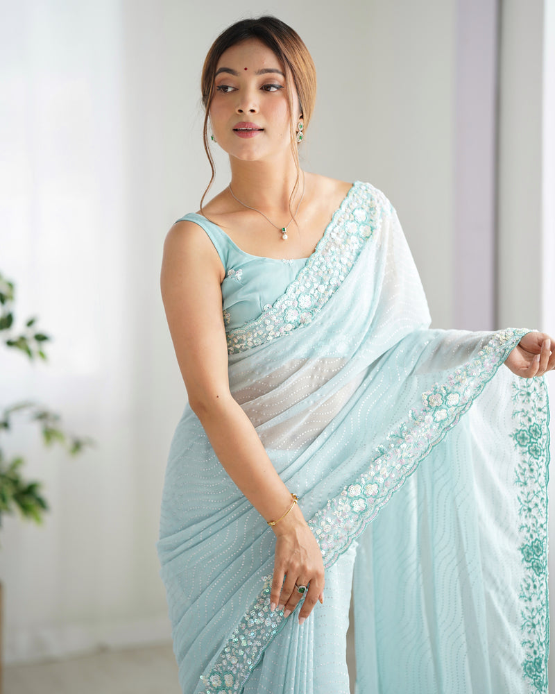 Embellished Georgette with Sequins & Embroidery Work Saree