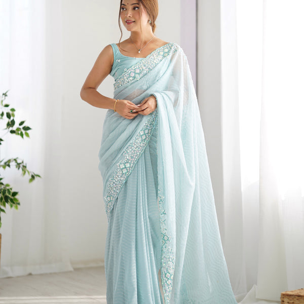 Embellished Georgette with Sequins & Embroidery Work Saree