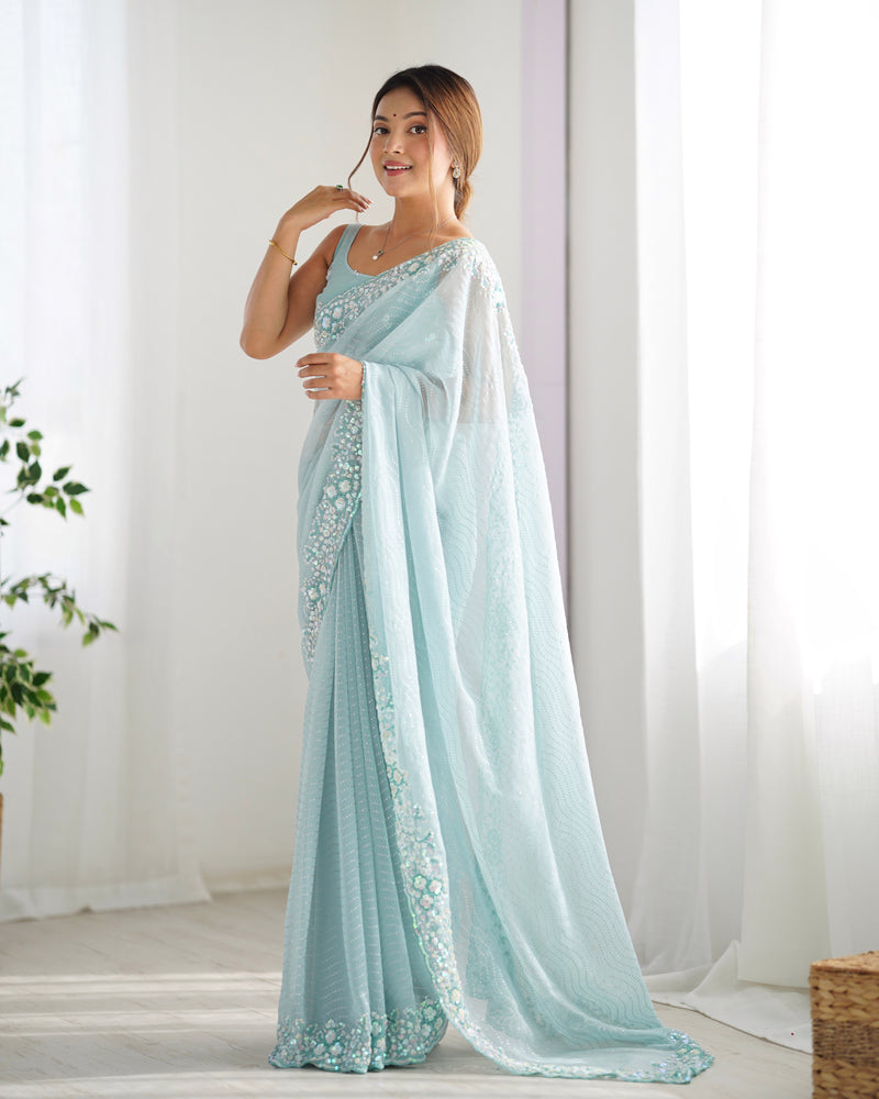 Embellished Georgette with Sequins & Embroidery Work Saree